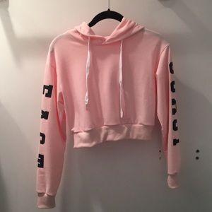 Cute Pink Cropped Hoodie